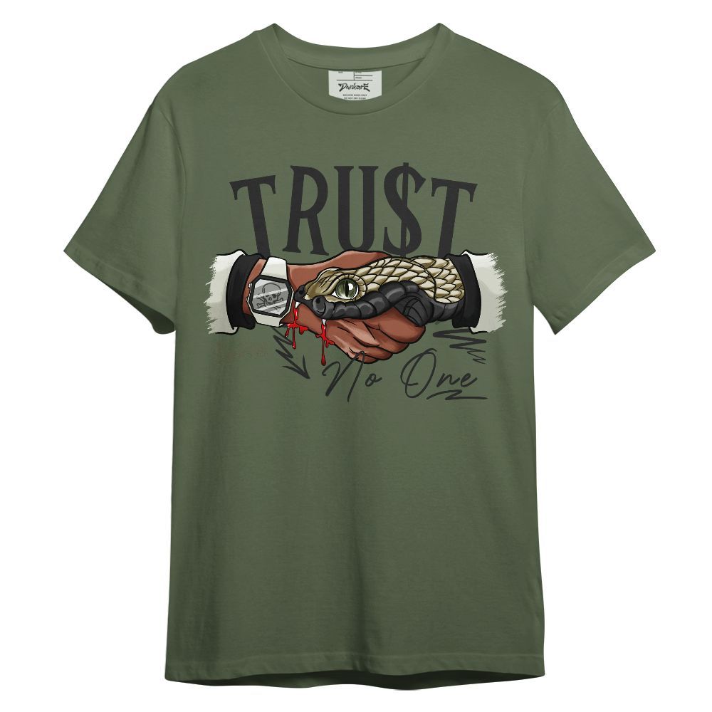 Shirt To Match Low OG Medium Olive 1s - Snake Trust No One Graphic