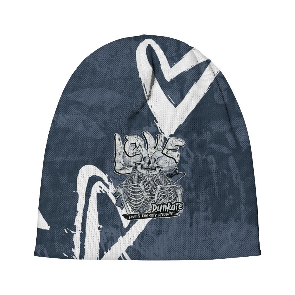 Beanie Hat To Match Low Diffused Blue 11s - Skull Love Graphic