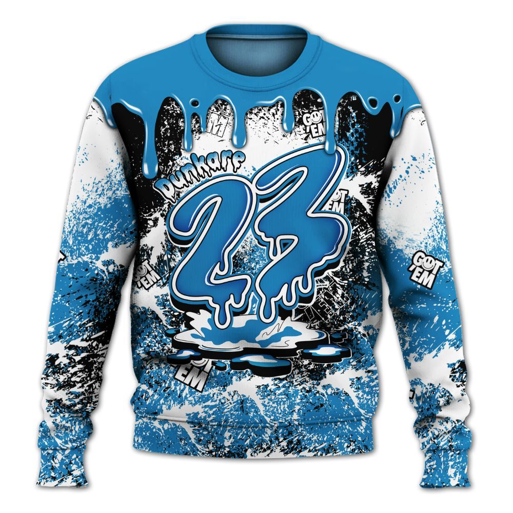 Sweatshirt To Match Retro University Blue 9s - Dripping 23 Drip All Over Print