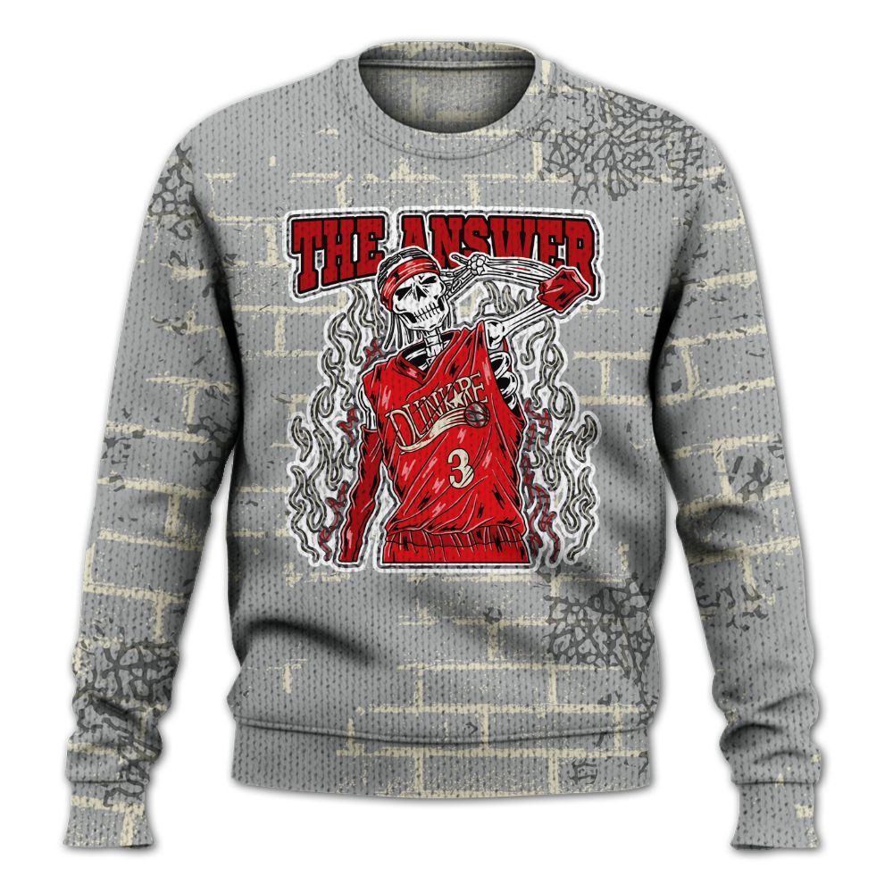 Knitted Sweater To Match Cement Grey 3s - Allen Answer Skeleton Brick