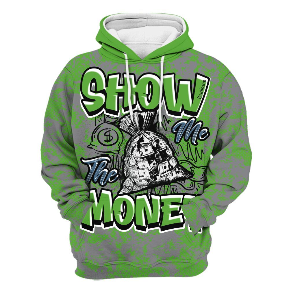Hoodie To Match Retro Green Bean 5s - Show Me The Money Retro All Over Print