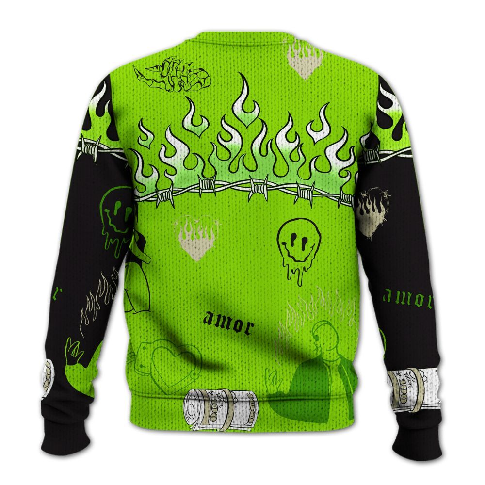 Knitted Sweater To Match Electric Green 6s - Snake Trust No One