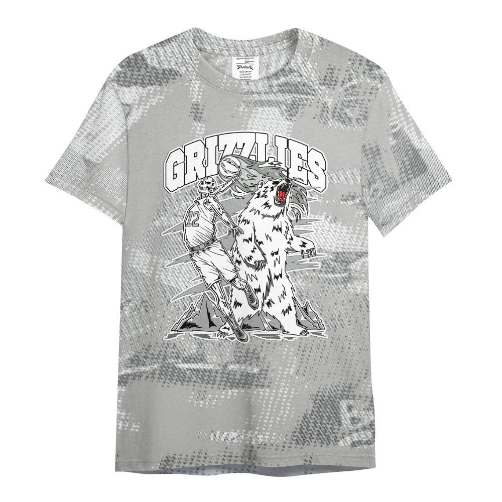 Shirt To Match Retro Wet Cement 4s - Grizzly Bear Skeleton Brown Sugar All Over Print