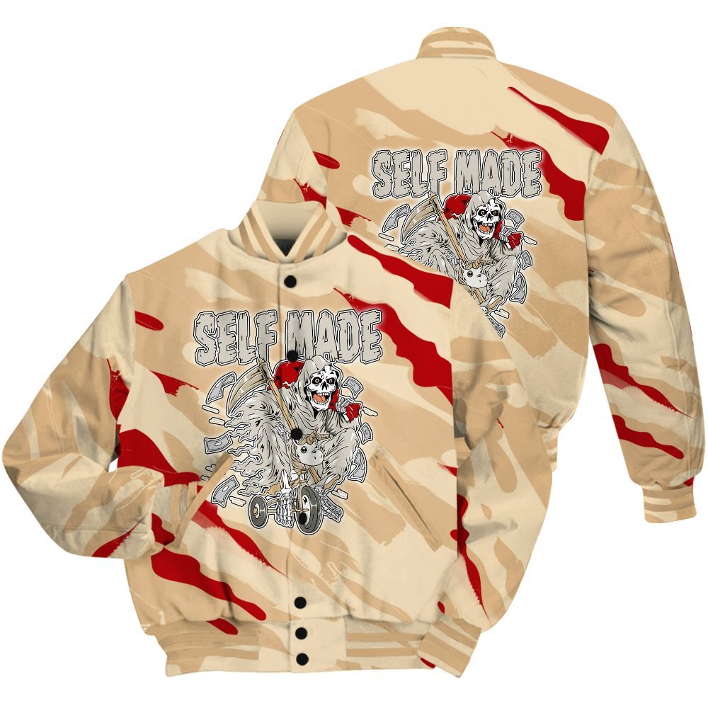 Varsity Jacket To Match Dunk Low Strawberry Waffle Shirt - Self Make Skeleton Colored All Over Print