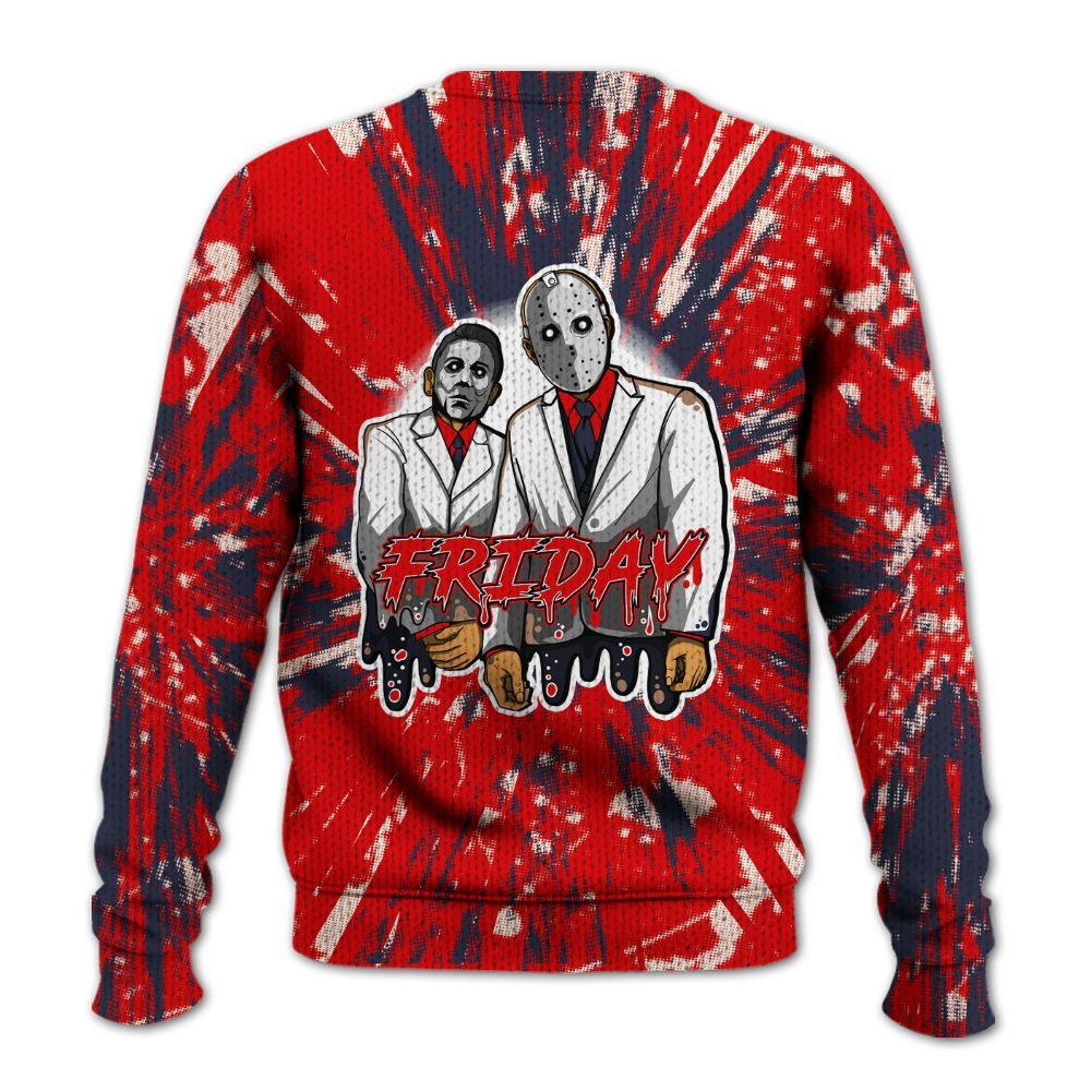 Knitted Sweater To Match Low OG Howard University 1s - Friday Halloween Graphic Luxury