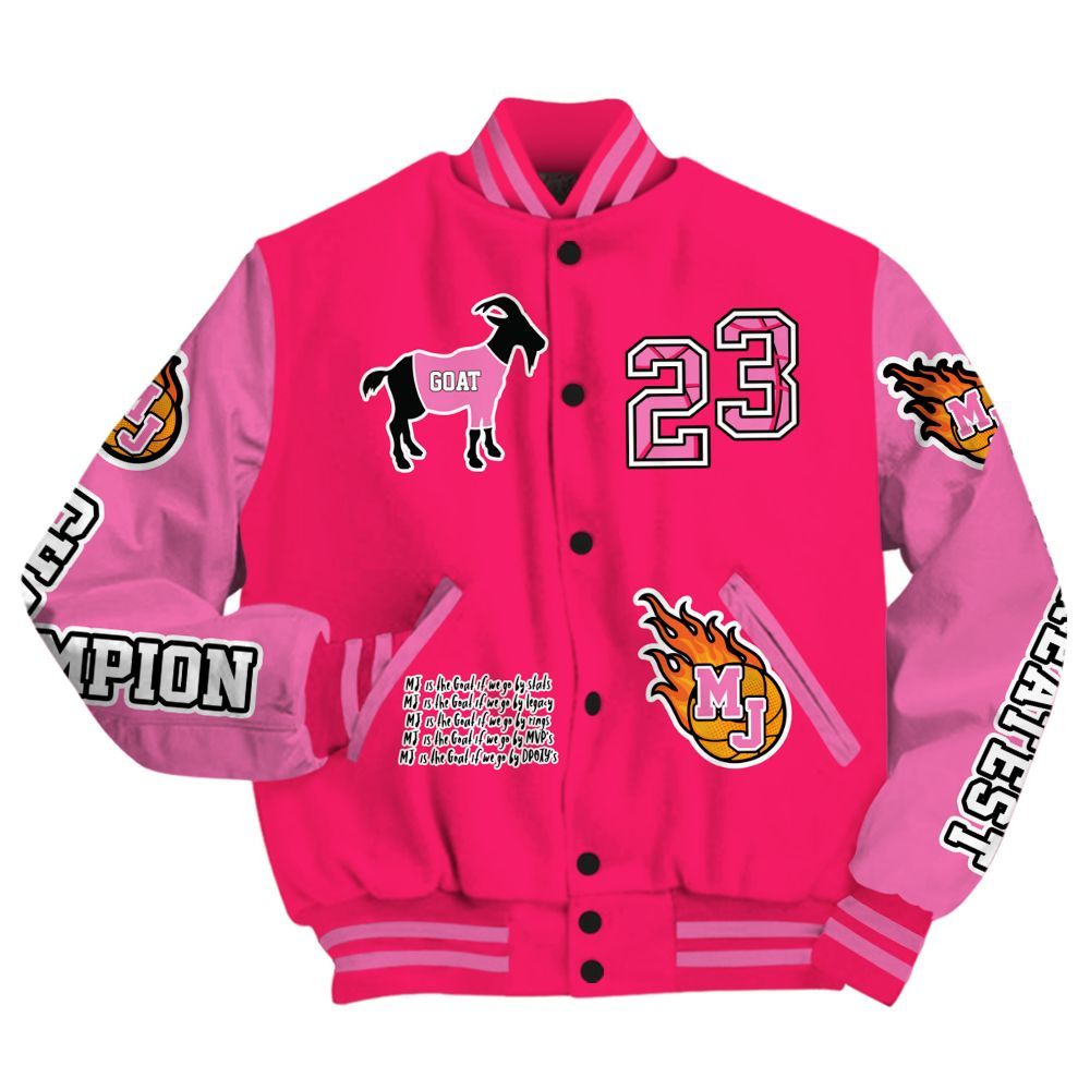 Varsity Jacket To Match Air VaporMax Plus Triple Pink - 23 G.0.A.T Jump Up Basketball All Over Print