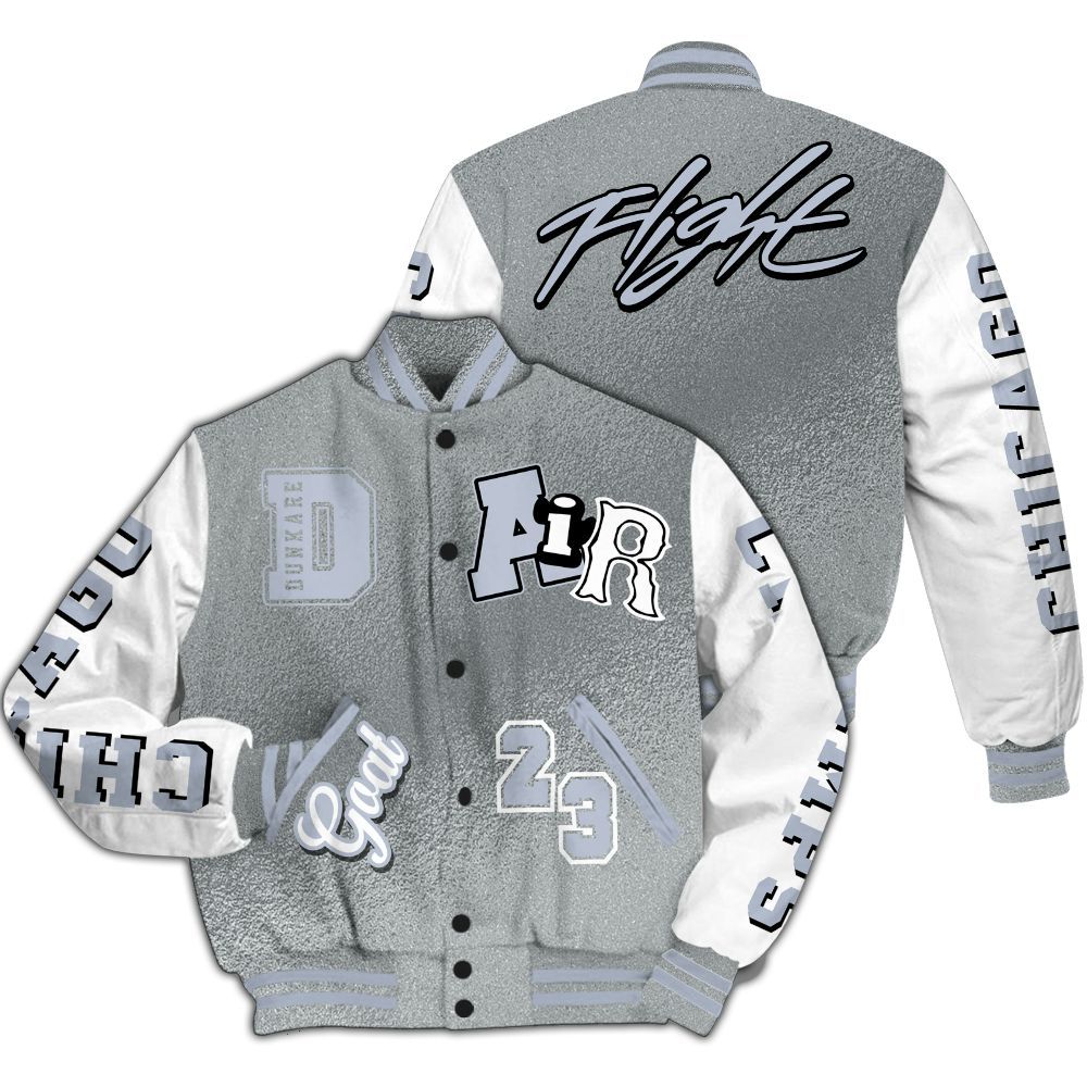 Varsity Jacket To Match White Metallic 2026 5s - AIR Number 23 GOAT All Over Print