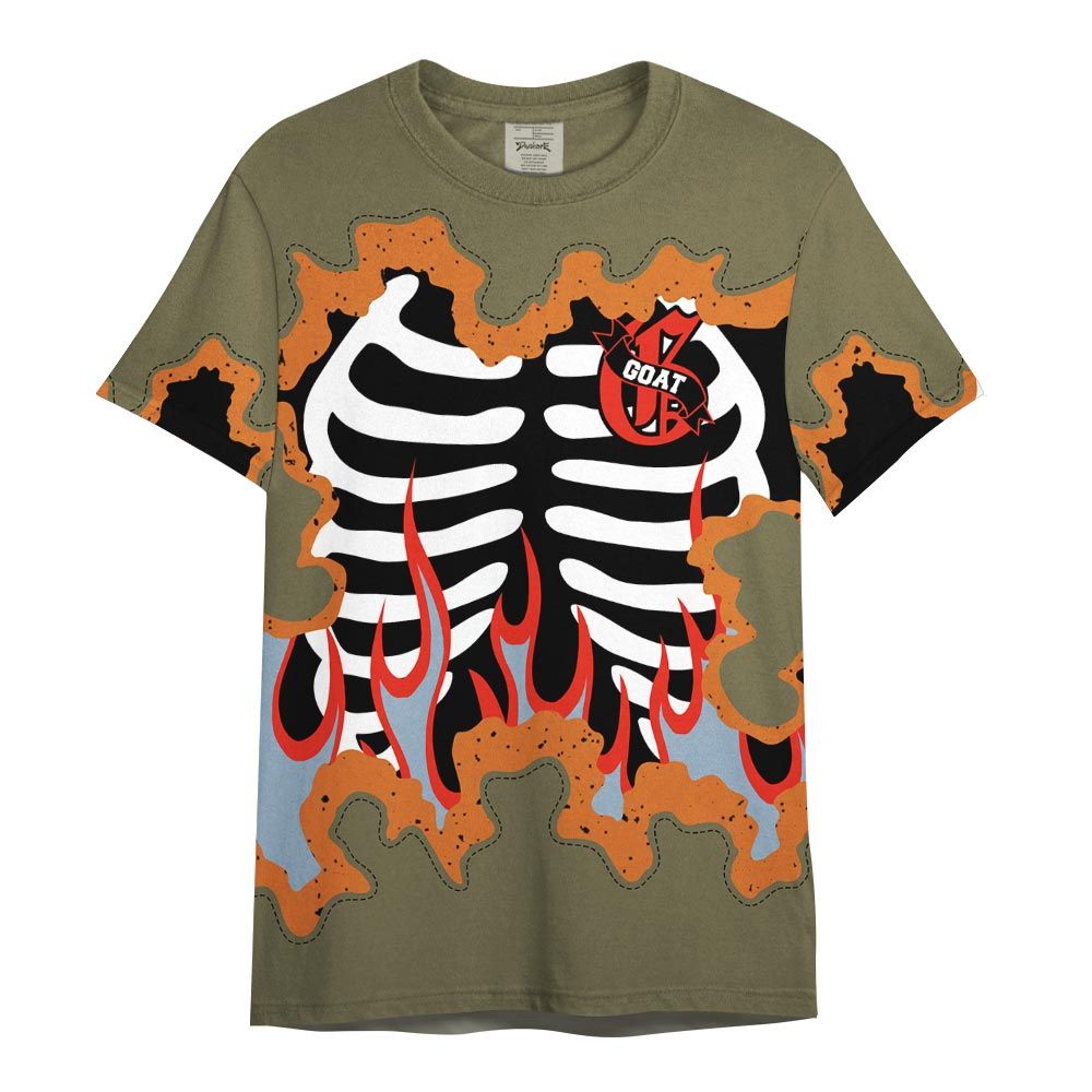 Shirt To Match Olive 5s - G.O.A.T 23 Skeleton Flame Shirt Outfit