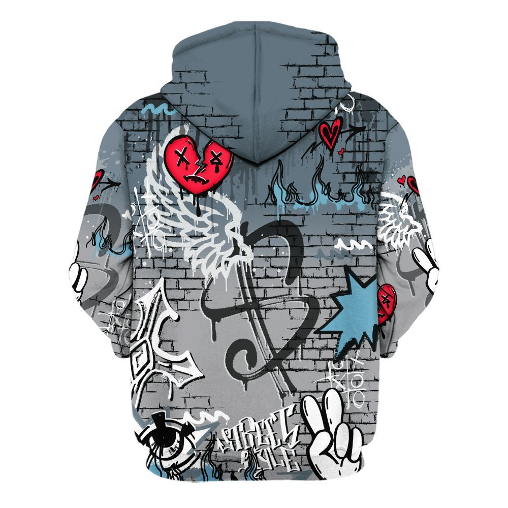 Hoodie To Match Retro Light Graphite Wolf Grey 5s - Been Dif2erent Drip Graffiti All Over Print