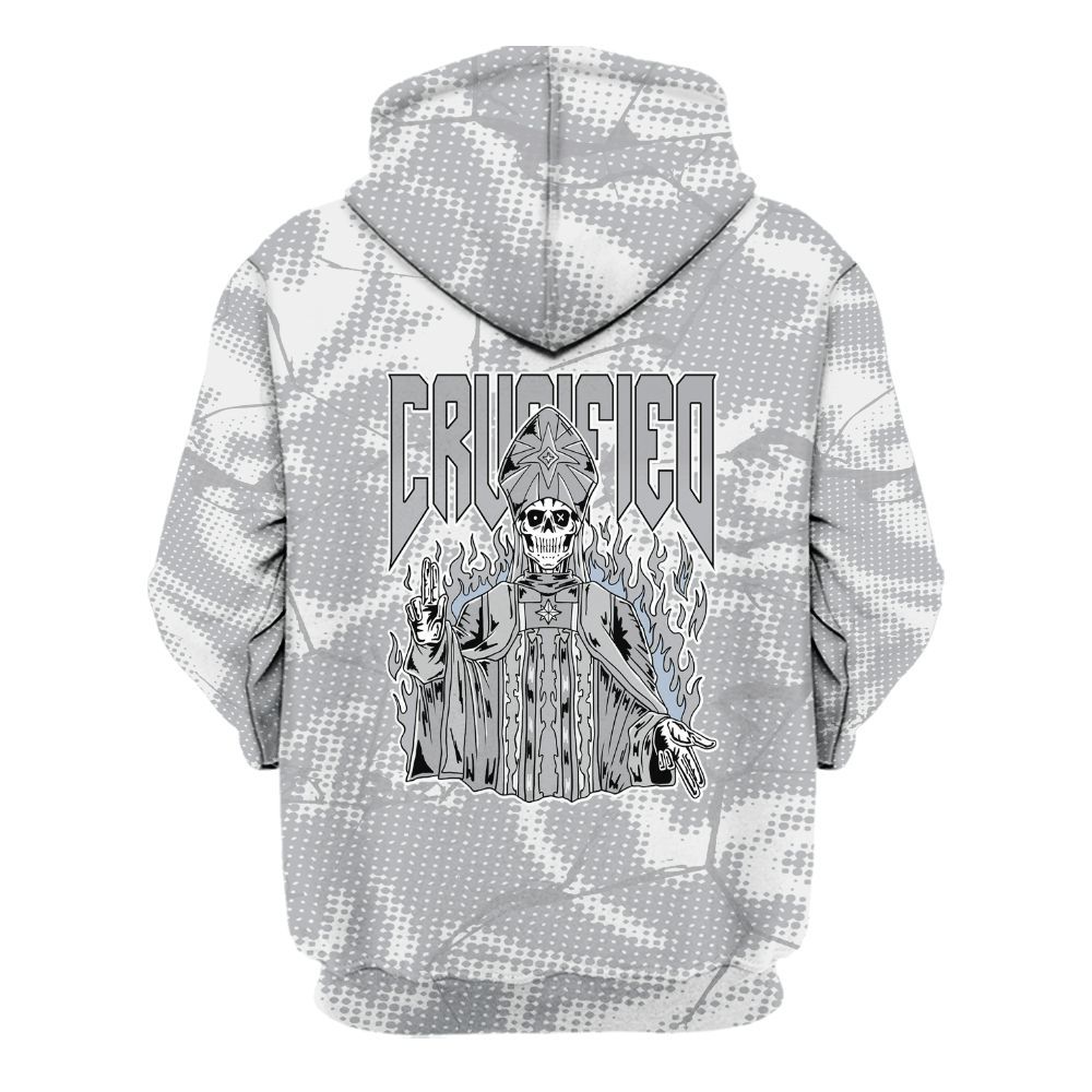 Hoodie To Match Low OG Wolf Grey 1s - Crucified Skeleton Crack All Over Print