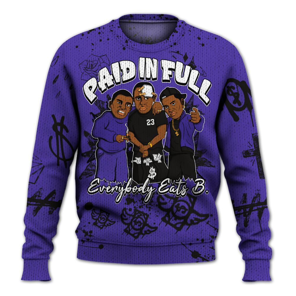 Knitted Sweater To Match Field Purple 12s - Everybody Paid In Full Crayon