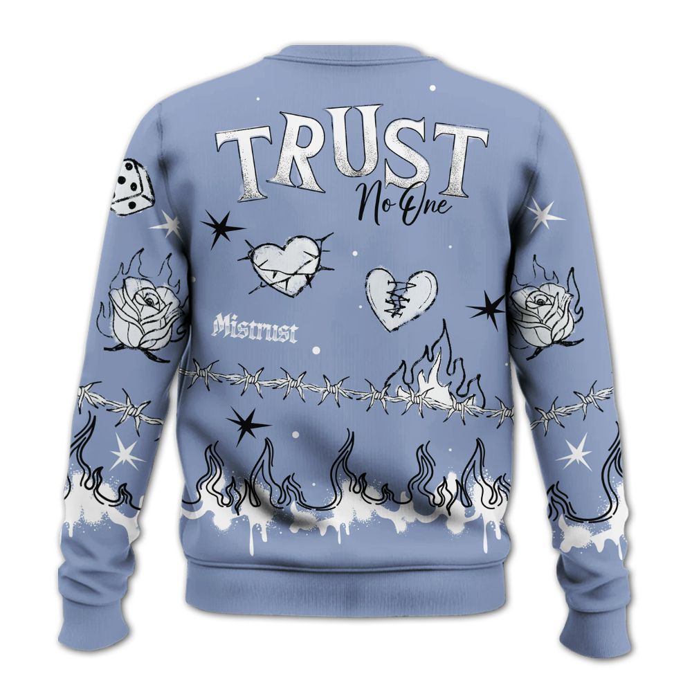 Sweatshirt To Match Retro Blue Grey 13s - Trust No One Snake-Bite Doodle Crayon All Over Print