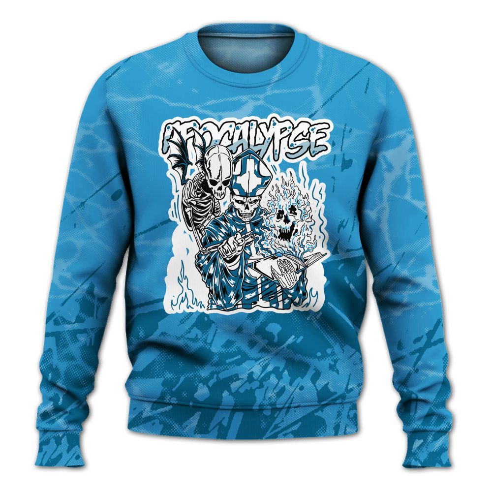 Sweatshirt To Match Powder Blue 9s - Apocalypse Skeleton Profound All Over Print
