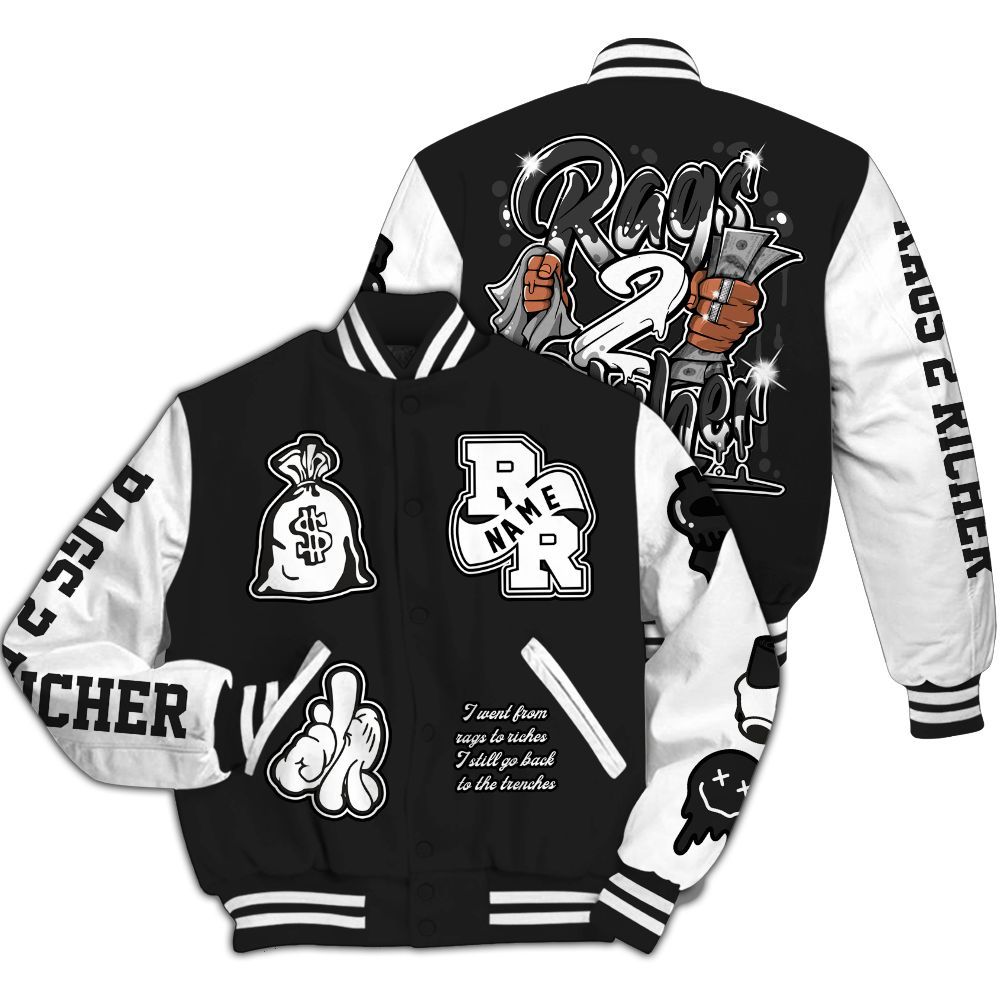 Varsity Jacket To Match Black Cat NET 4s - Rag 2 Rich Graphic Custom Name All Over Print