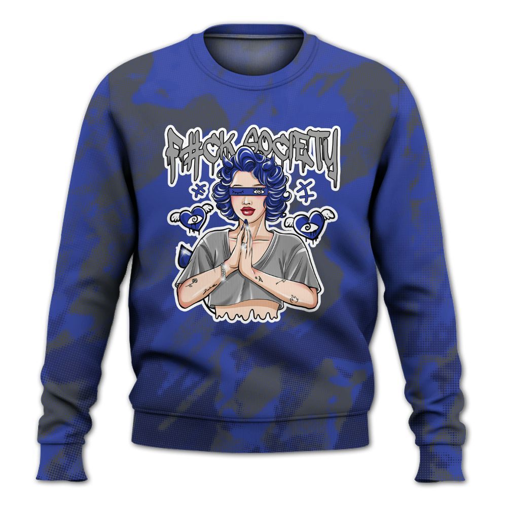 Sweatshirt To Match Air Max Plus Black Racer Blue - F#ck Xociety Halftone All Over Print
