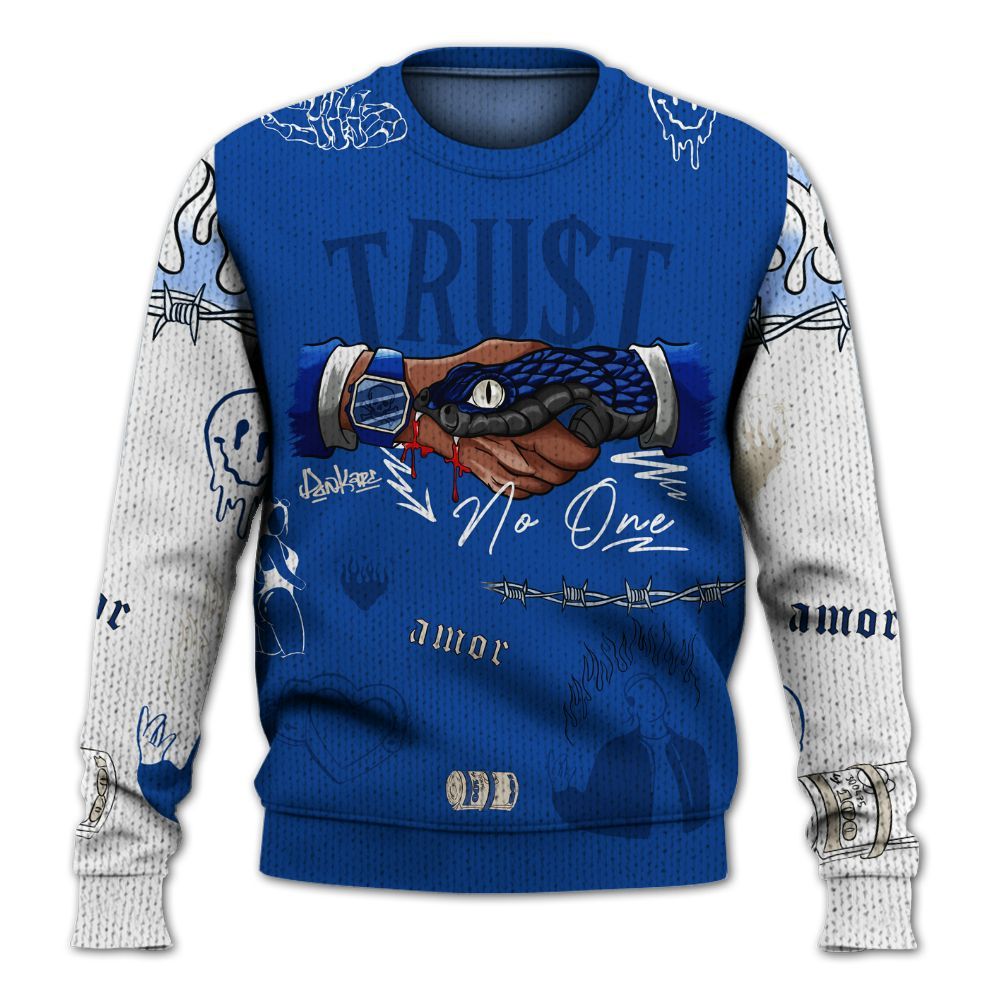 Knitted Sweater To Match Low Game Royal 1s - Snake Trust No One