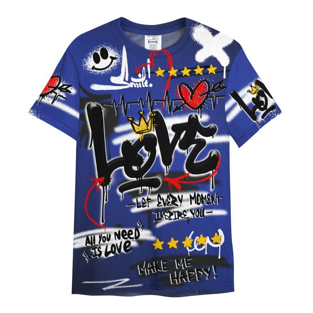 Shirt To Match Air Max Plus Black Racer Blue - Happy Love Beats Graffiti Streetwear All Over Print