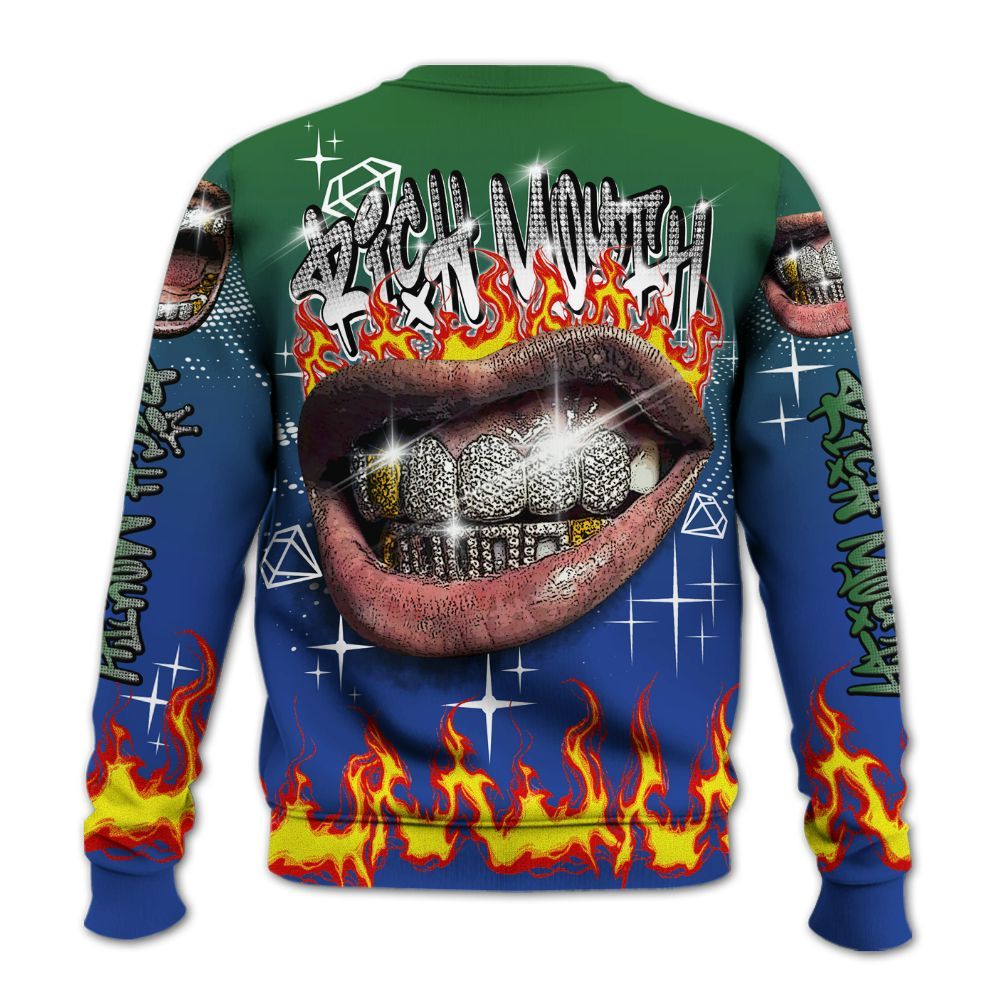 Sweatshirt To Match Dunk Low Tennis Classic - Rich Mouth Fire Rap Retro 90s All Over Print