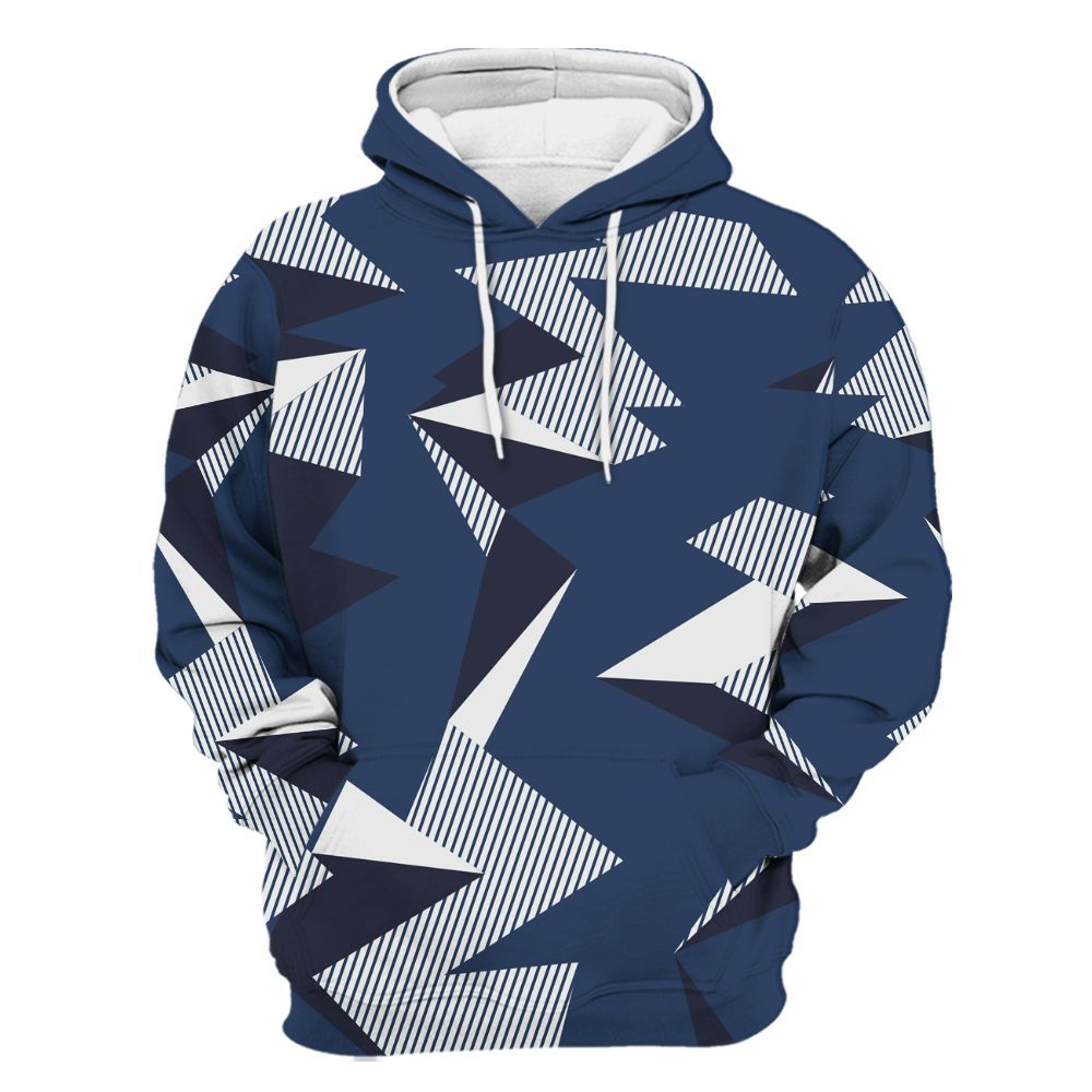 Hoodie To Match Low 85 Metallic Blue 1s - Geometric Camouflage Pattern All Over Print