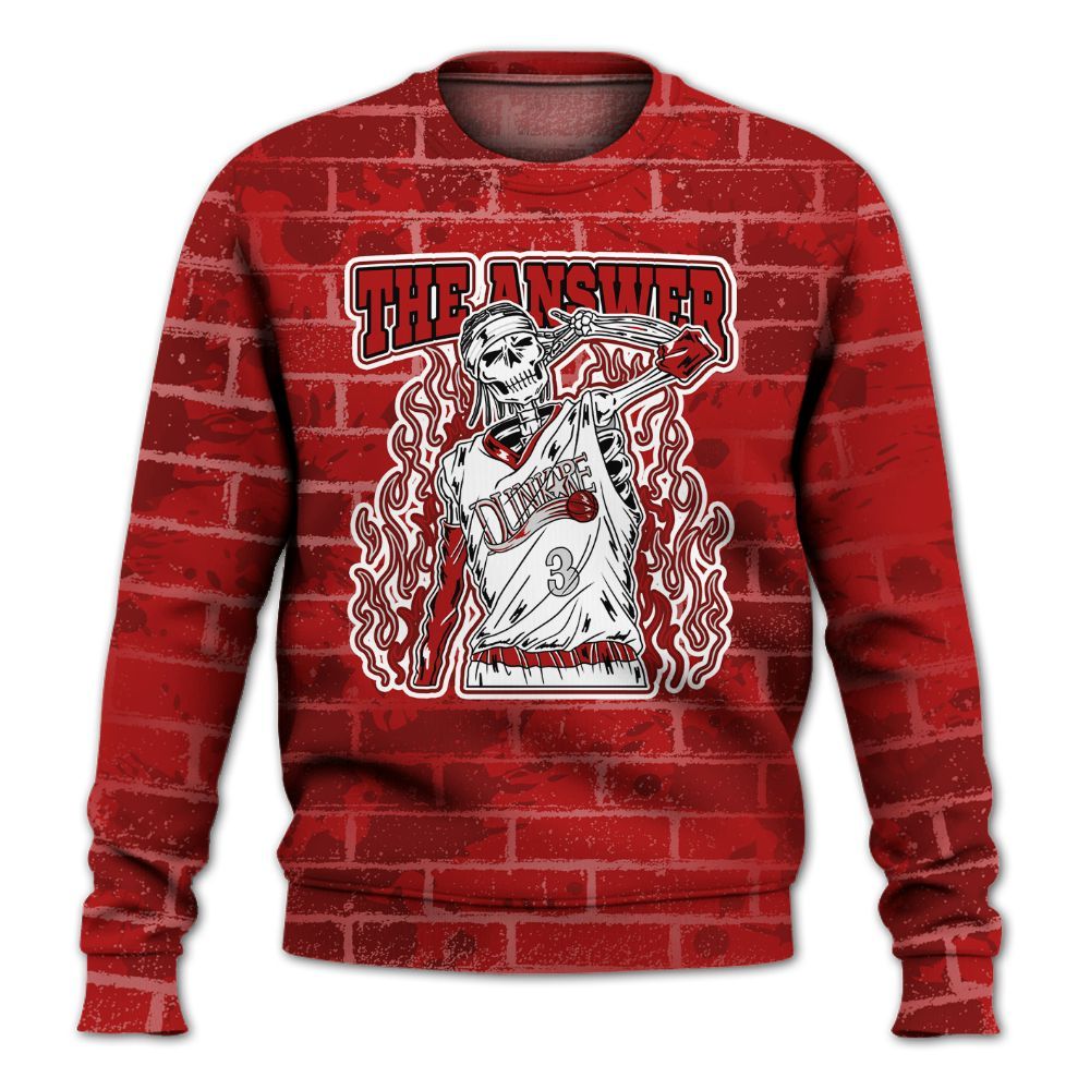Sweatshirt To Match Red Taxi 12s - Allen Answer Skeleton Brick All Over Print