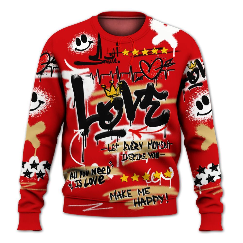Sweatshirt To Match Ja 2 Halloween - Happy Love Beats Graffiti Streetwear All Over Print