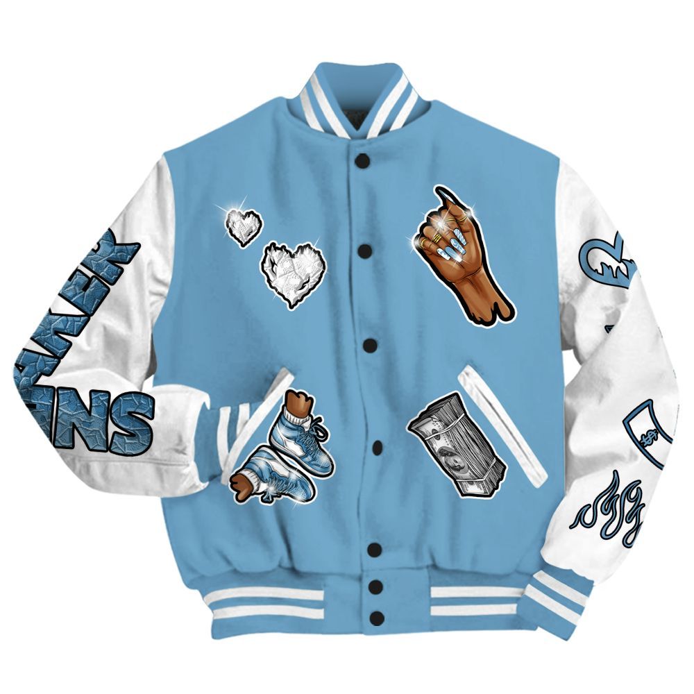 Varsity Jacket To Match High OG UNC Reimagined 1s - Sneakerz Girlz All Over Print