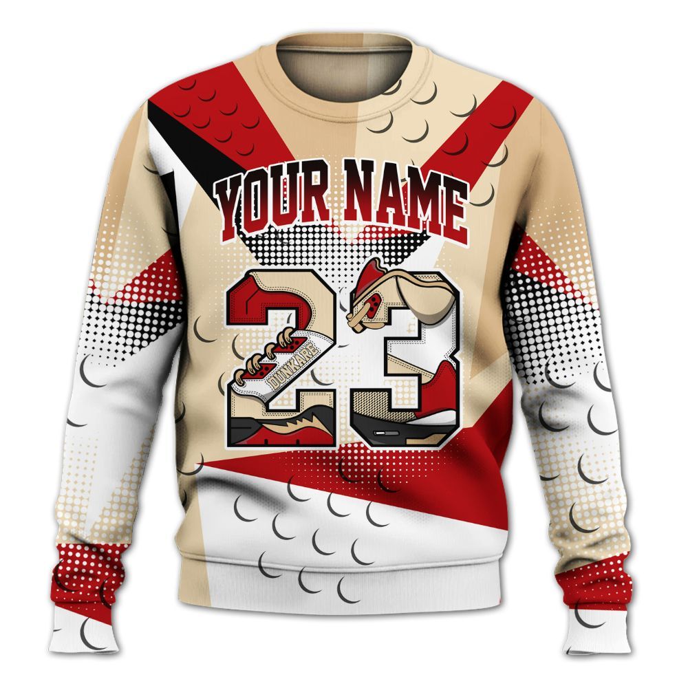 Sweatshirt To Match Dunk Low Strawberry Waffle - Poly Custom Name Number 23 5s All Over Print