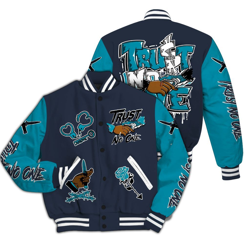 Varsity Jacket To Match Retro Obsidian 13s - Trust No One Dripping All Over Print