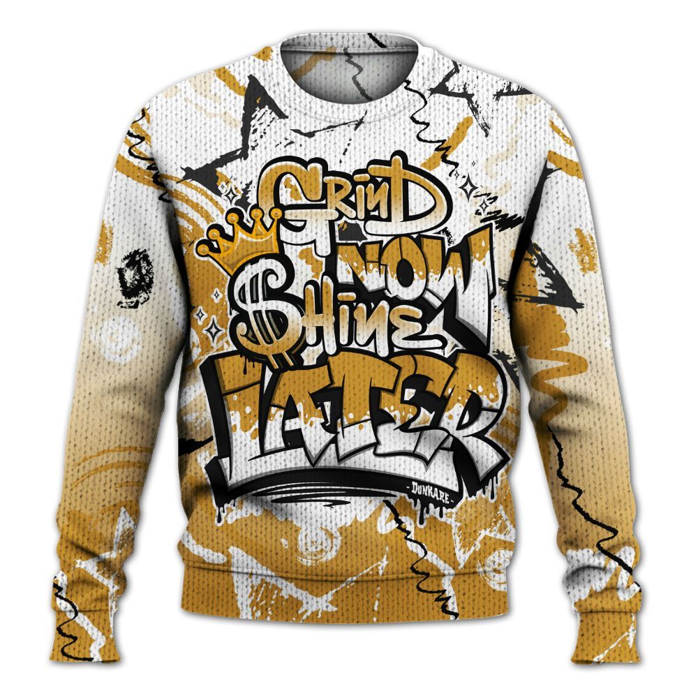 Knitted Sweater To Match Dunk Low Wheat Pale Ivory - Grind Shine Later Drip