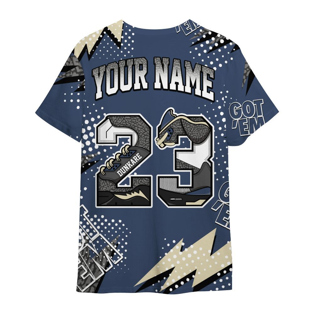 Shirt To Match Diffused Blue 3s - Custom Name Number 23 5s All Over Print