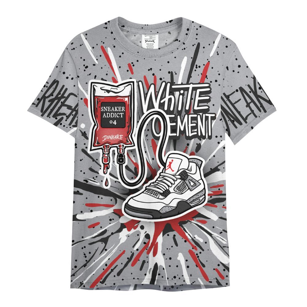 Shirt To Match White Cement 4s - Sneaker Sickness Splash All Over Print