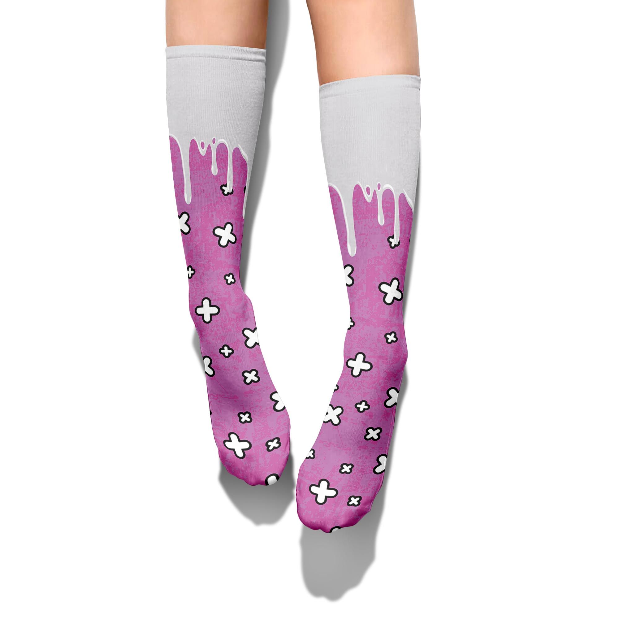 Sock To Match Hyper Violet 4s - Dripping Signs Graphic Unisex