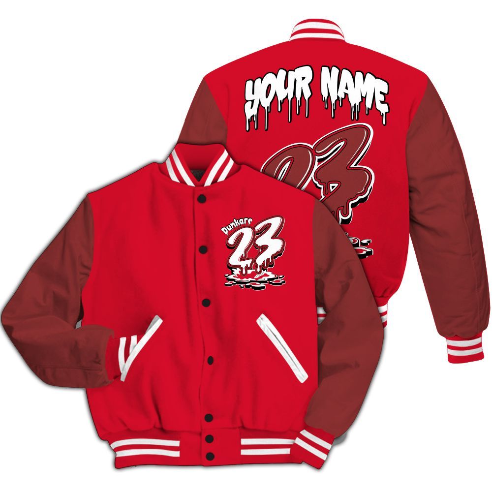 Varsity Jacket To Match Air Max Sunder Gore Tex Fire Red - Custom Name 23 Drip All Over Print