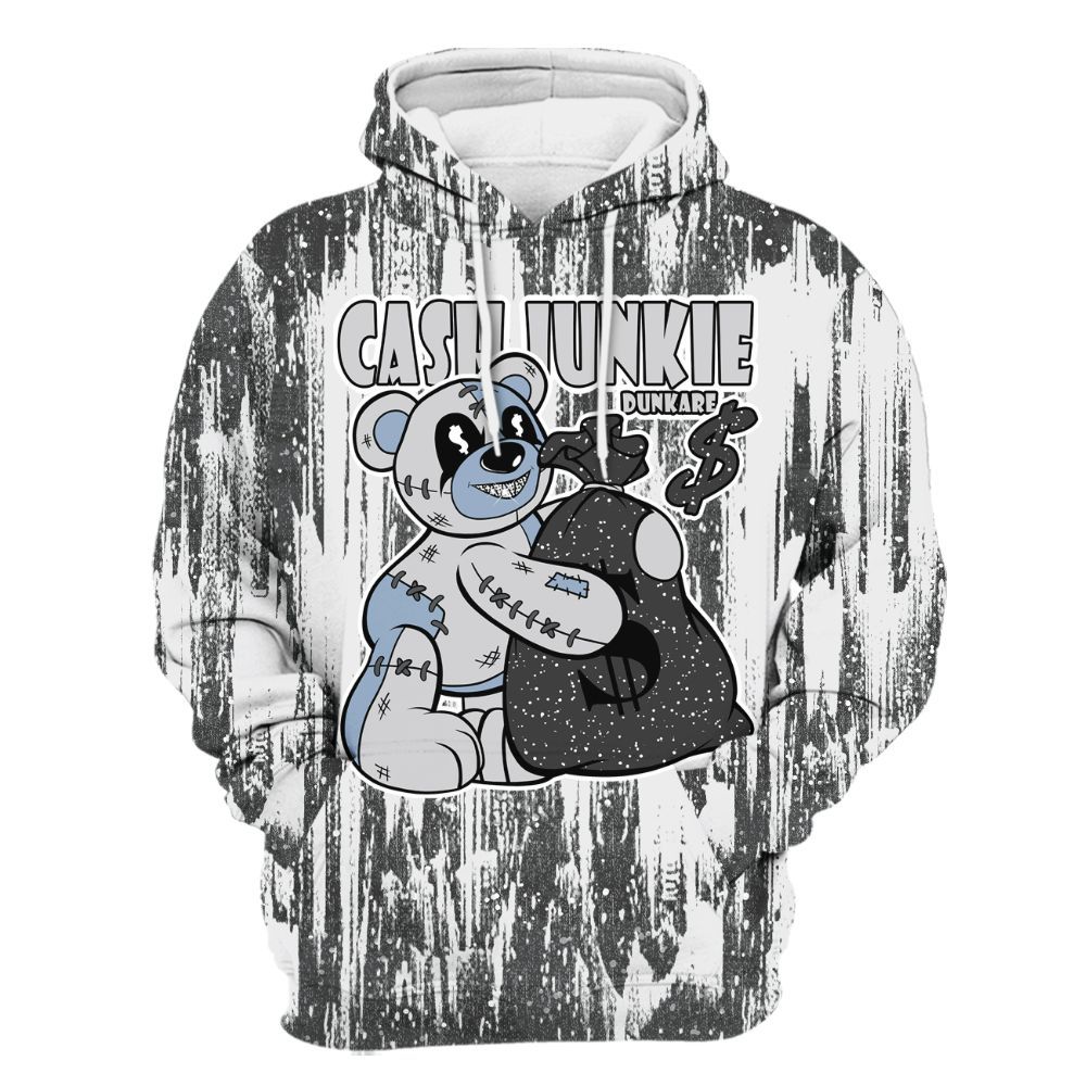 Hoodie To Match Reverse Black White 6s - Cashs Junkie Bear Glitch Art All Over Print