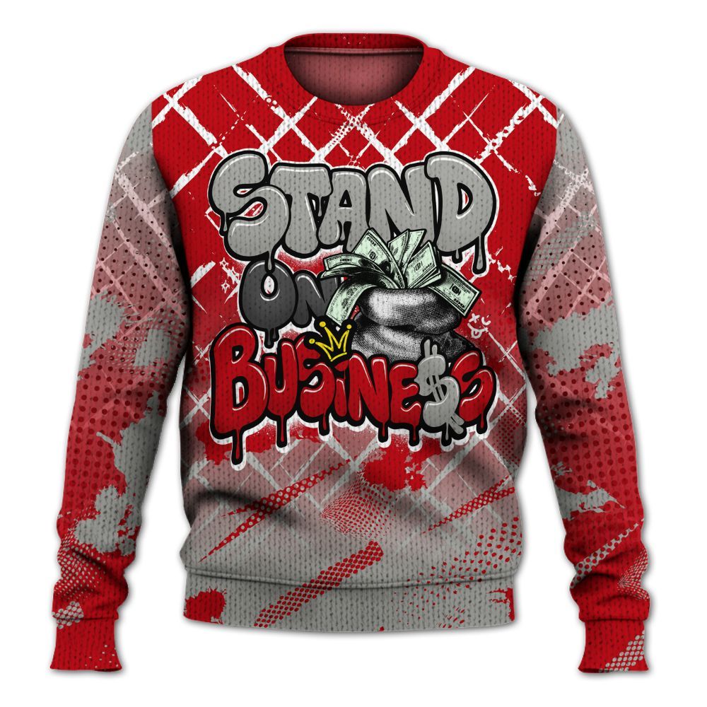 Knitted Sweater To Match Air Griffey Max Gray Reds 1s - Halftone Stand Business Dripping