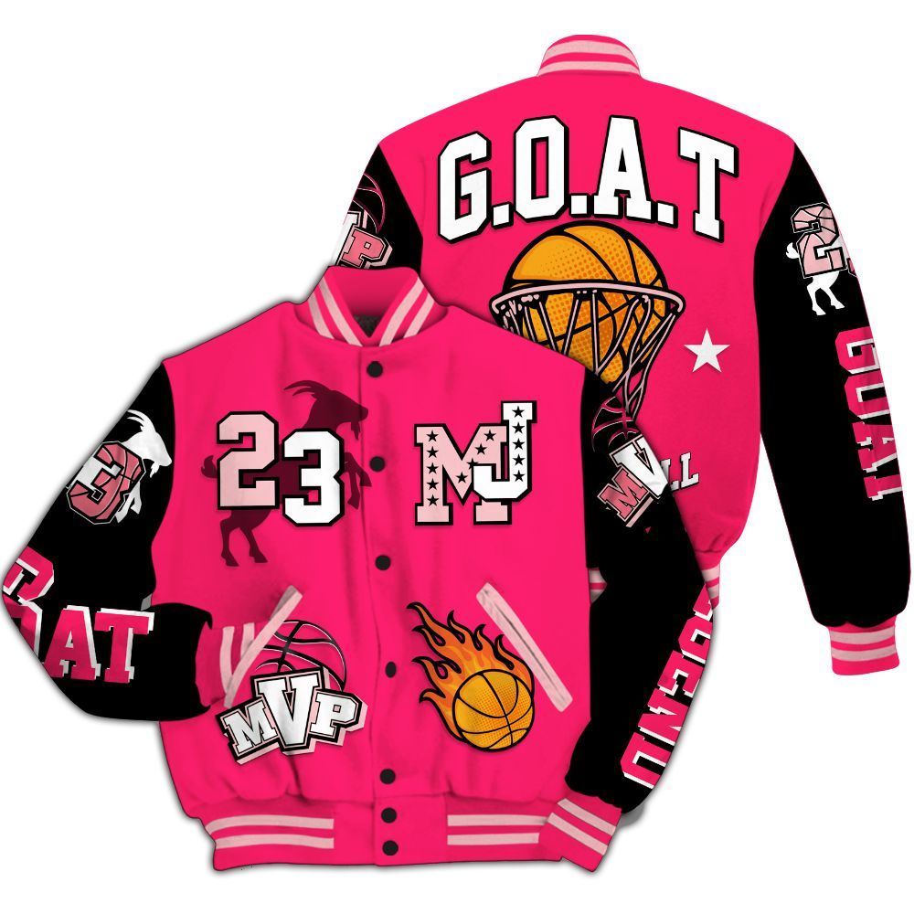 Varsity Jacket To Match A'One Hyper Pink Varsity Jacket, 23 Goat MVP Basketball All Over Print