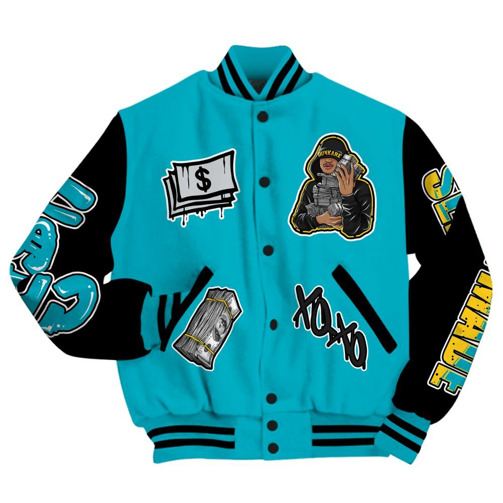 Varsity Jacket To Match Retro Aqua 5s - Selfmade Unique All Over Print