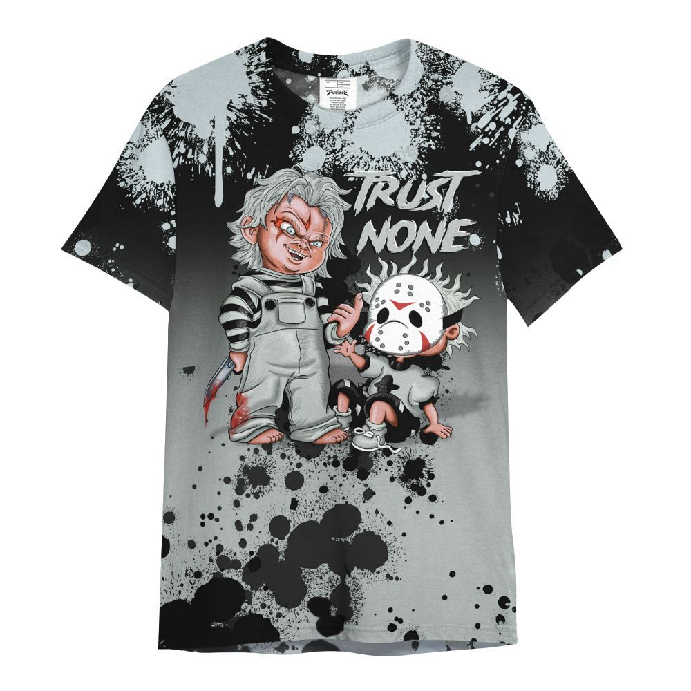 Shirt To Match Black Wolf Grey 12s - Trust No One Scary All Over Print