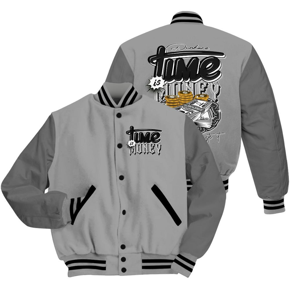 Varsity Jacket To Match Black Wolf Grey 12s - Time Is Money All Over Print