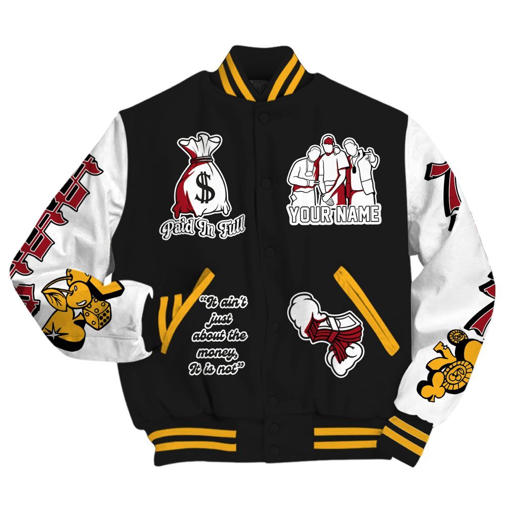 Varsity Jacket To Match White Taxi 12s - Paid In Full Baseball Varsity Jacket Custom Name All Over Print