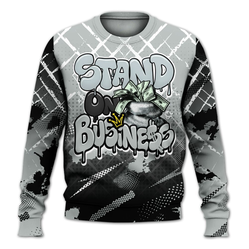 Sweatshirt To Match Black Wolf Grey 12s - Halftone Stand Business Dripping All Over Print