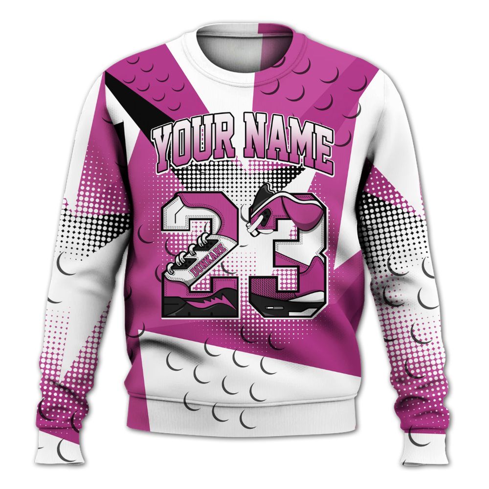 Sweatshirt To Match Dunk Low Active Fuchsia - Poly Custom Name Number 23 5s All Over Print