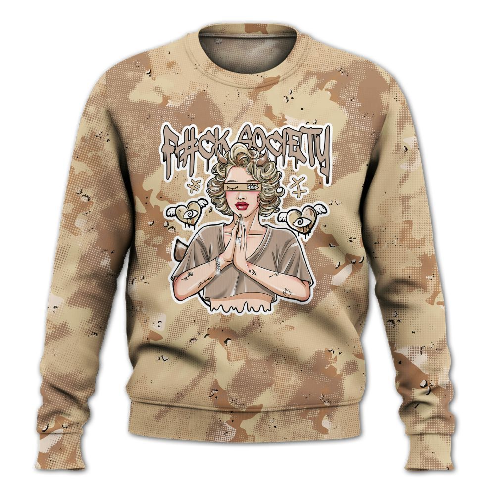 Sweatshirt To Match Desert Camo 3s - F#ck Xociety Halftone All Over Print