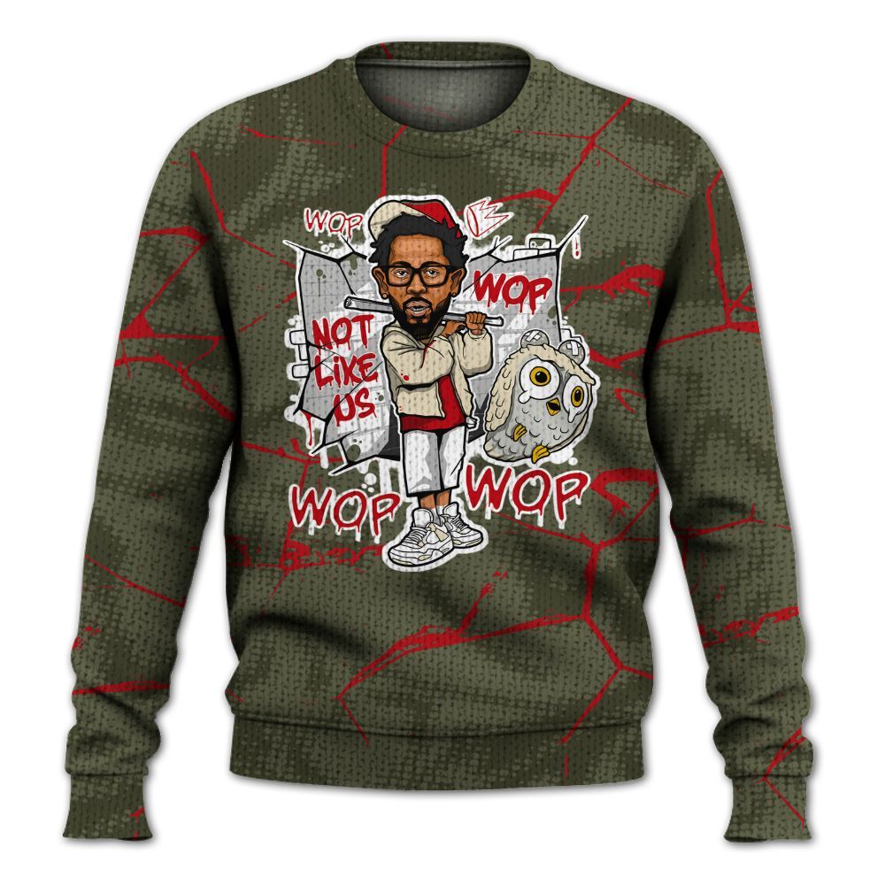 Knitted Sweater To Match Travis Scott Low OG Medium Olive 1s - None Like ComptonCity Graphic Crack