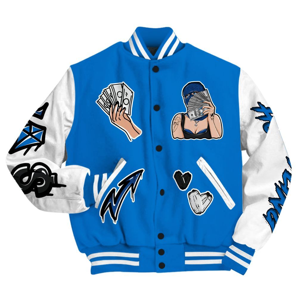 Varsity Jacket To Match Blueberry 12s - Hustling Unique All Over Print