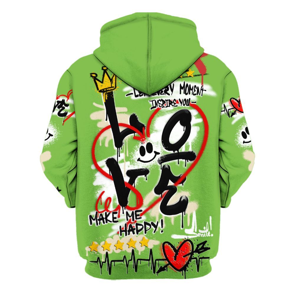 Hoodie To Match Air Max Waffle SP Action Green - Happy Love Beats Graffiti Streetwear All Over Print