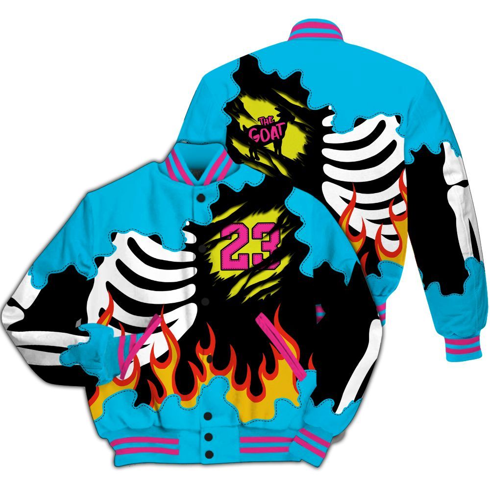 Varsity Jacket To Match Tokyo Nights Stewie 3s - Burning Skeleton 23 G.O.A.T All Over Print