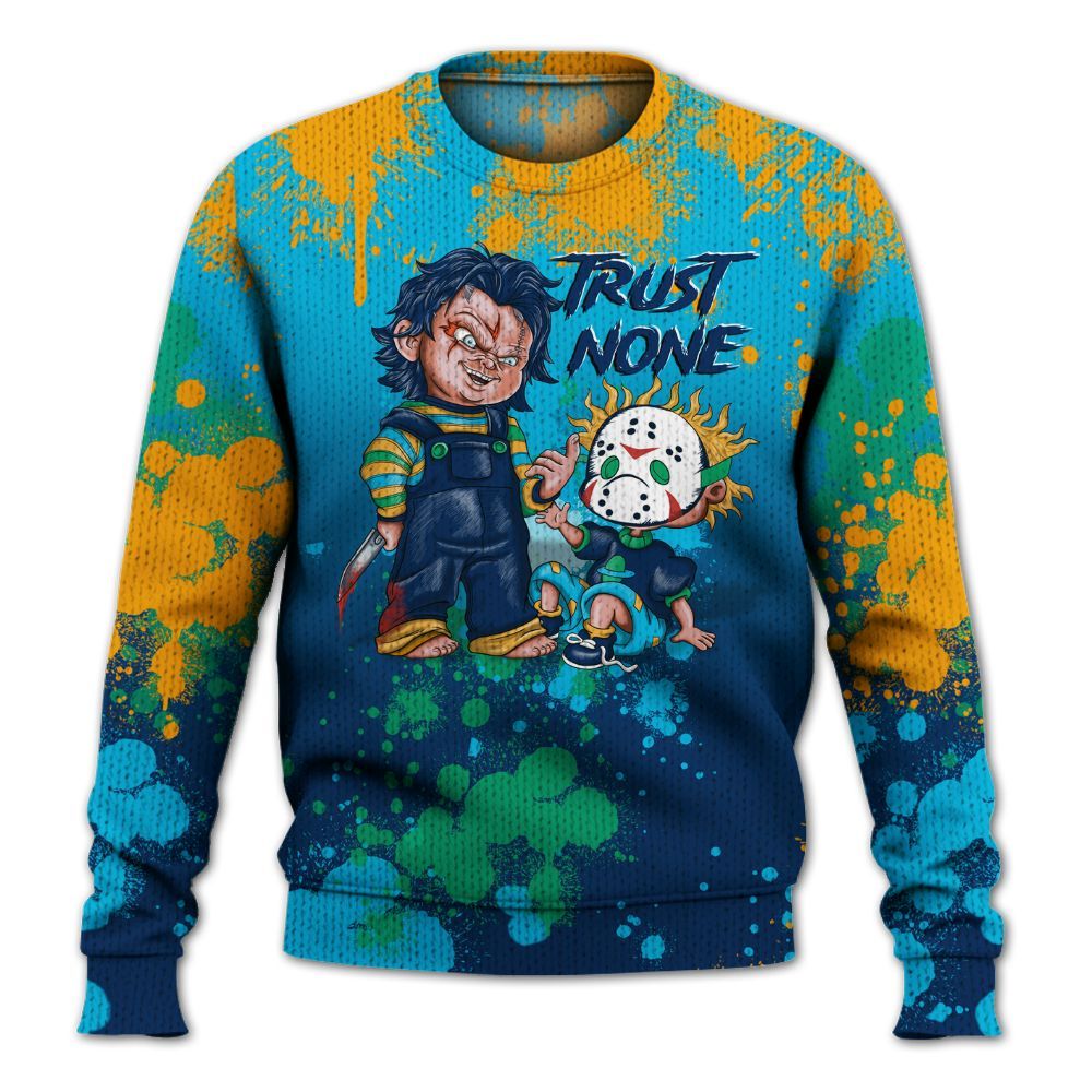 Knitted Sweater To Match Dunk Low GS Electric Algae - Trust No One Scary