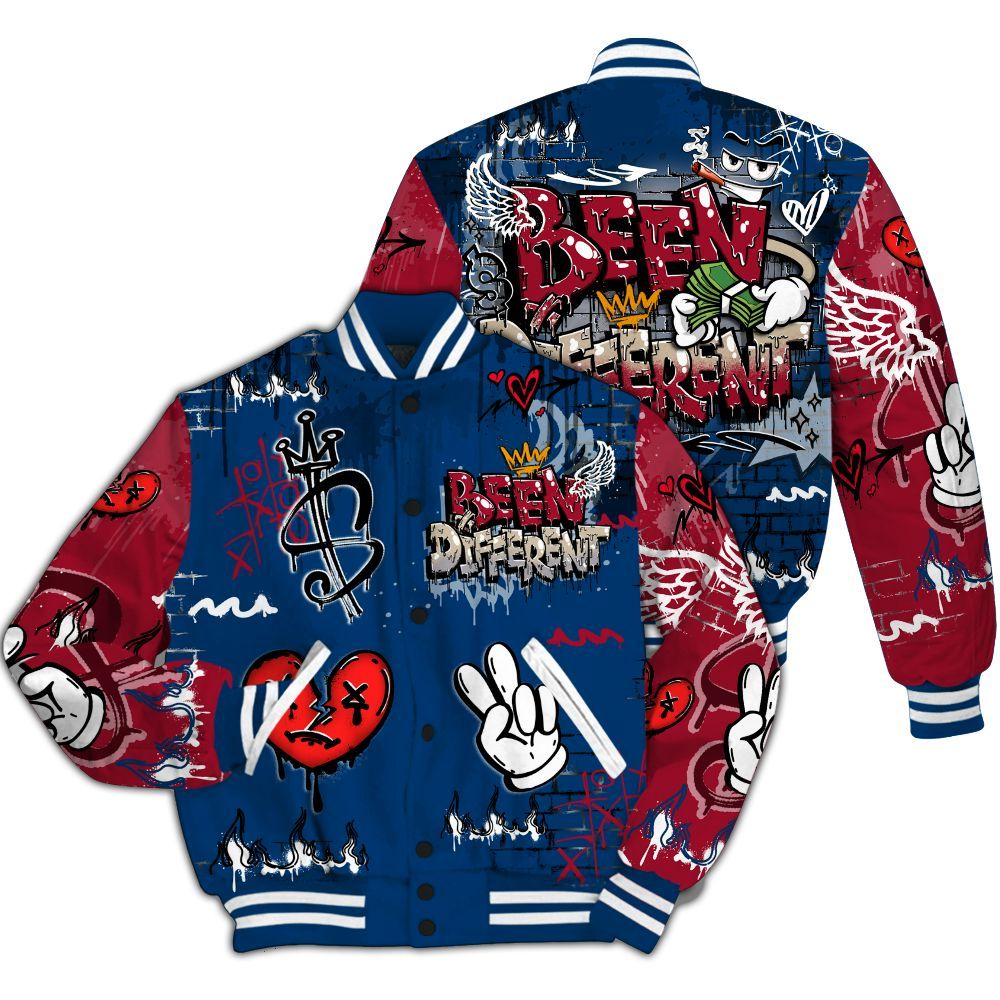 Varsity Jacket To Match Rare Air 4s - Been Dif2erent Drip Graffiti All Over Print