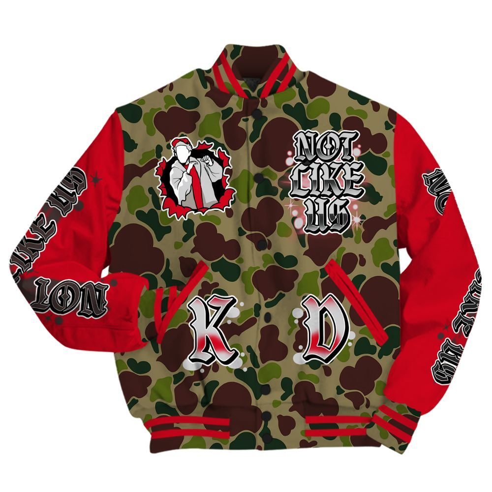 Varsity Jacket To Match Air Max 90 Duck Camo Red - None Like Us Graphic All Over Print
